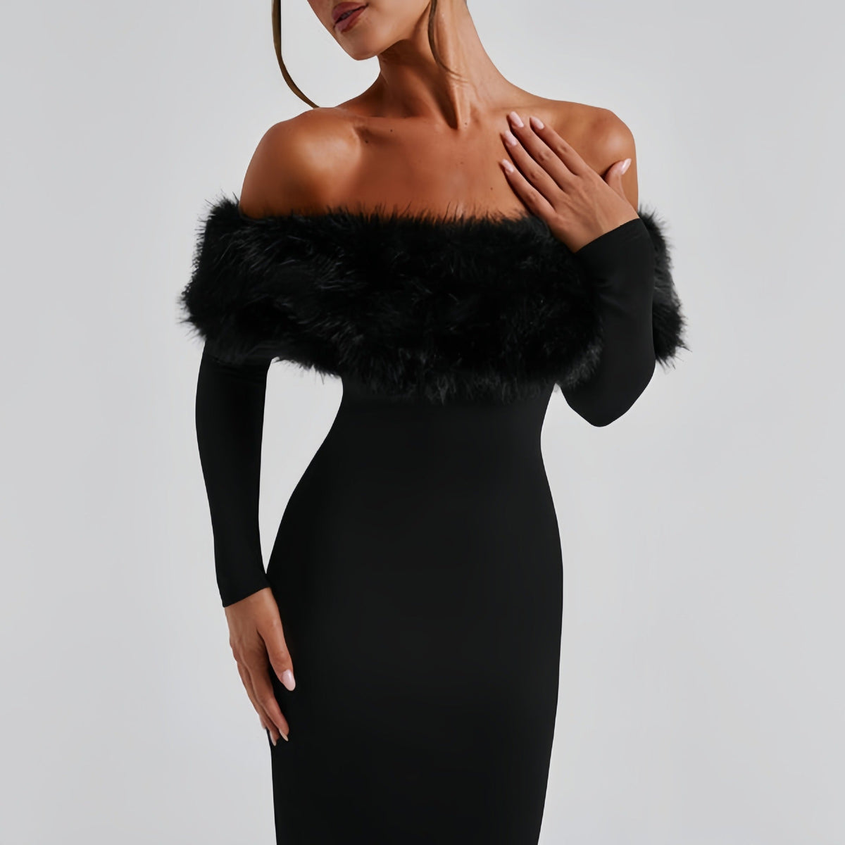 Off-Shoulder Evening Dress for Women with Flattering Fitted Silhouette - 7 - London-stylehouse.com