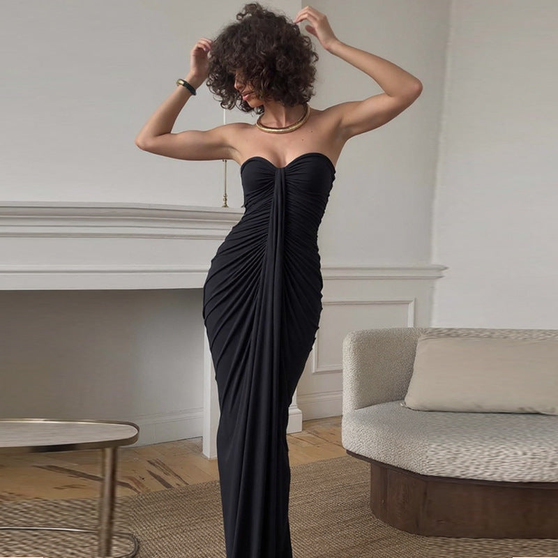 Maxi Dress Women's Strapless with Ruching for a Flattering Fit - 4 - London-stylehouse.com