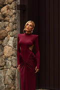 Evening Dress for Women with Cut-Out Waist and Long Sleeves - 1 - London-stylehouse.com