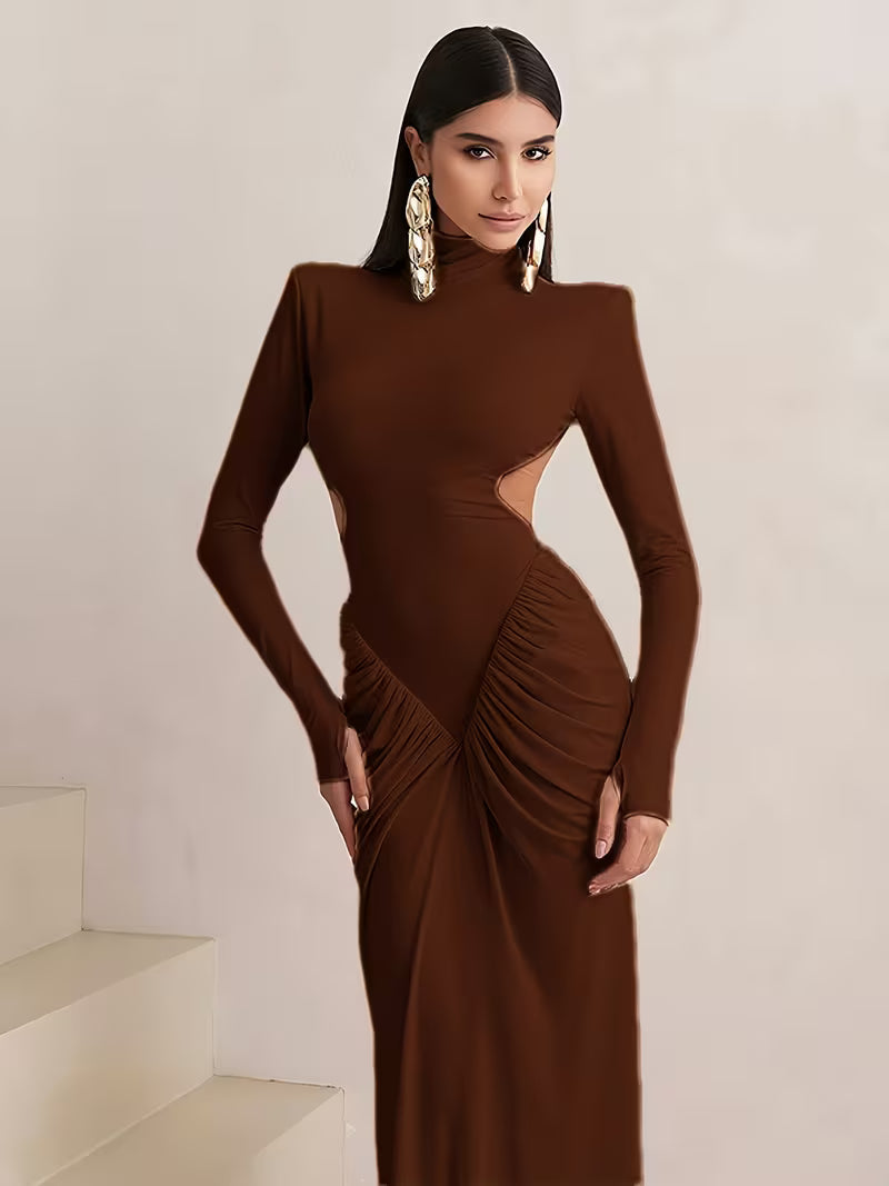 Evening Dress for Women with Cut-Out Waist and Long Sleeves - 8 - London-stylehouse.com