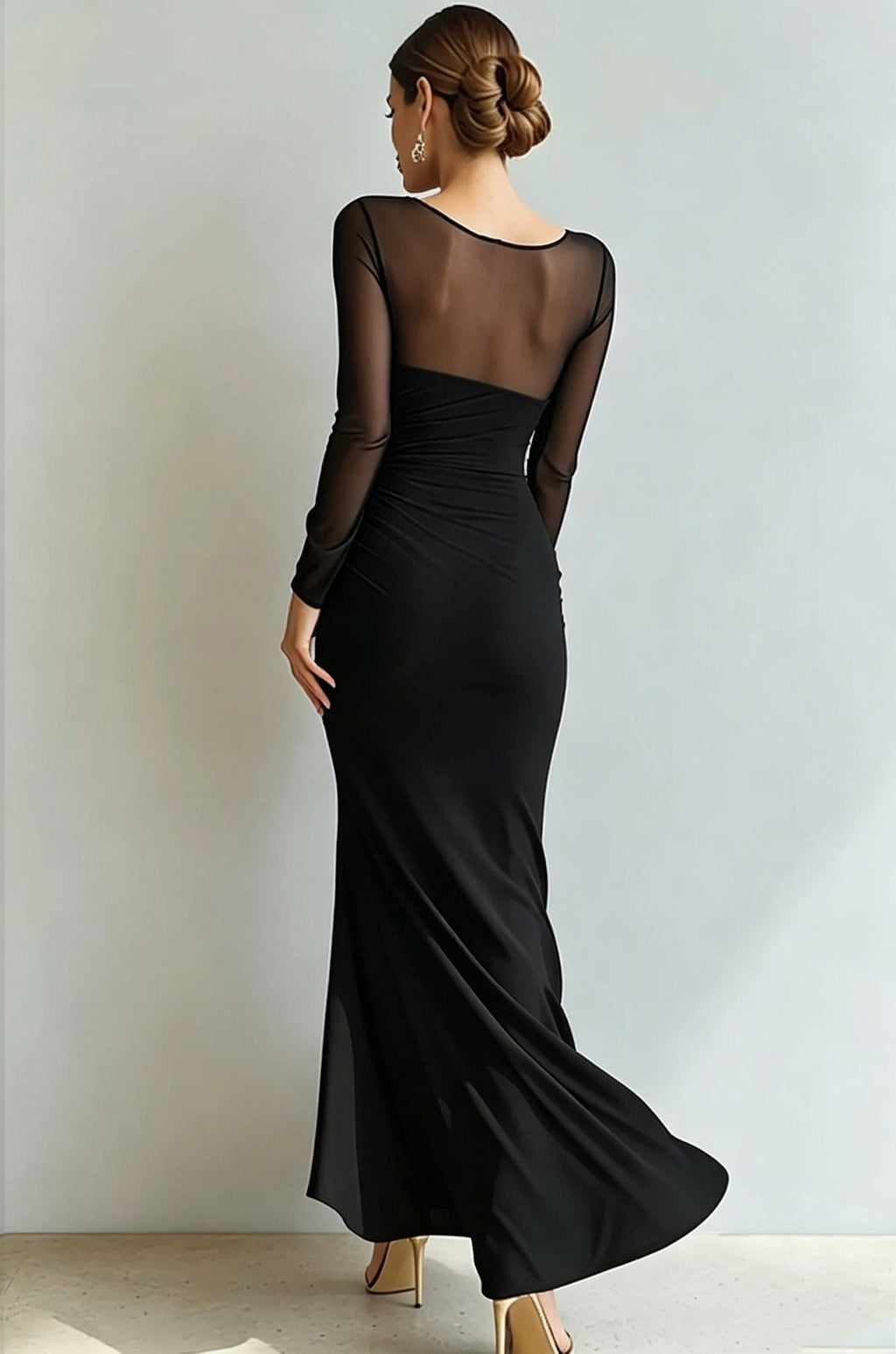 Evening Dress Women with Long Sleeves and Wrap Detail - 10 - London-stylehouse.com