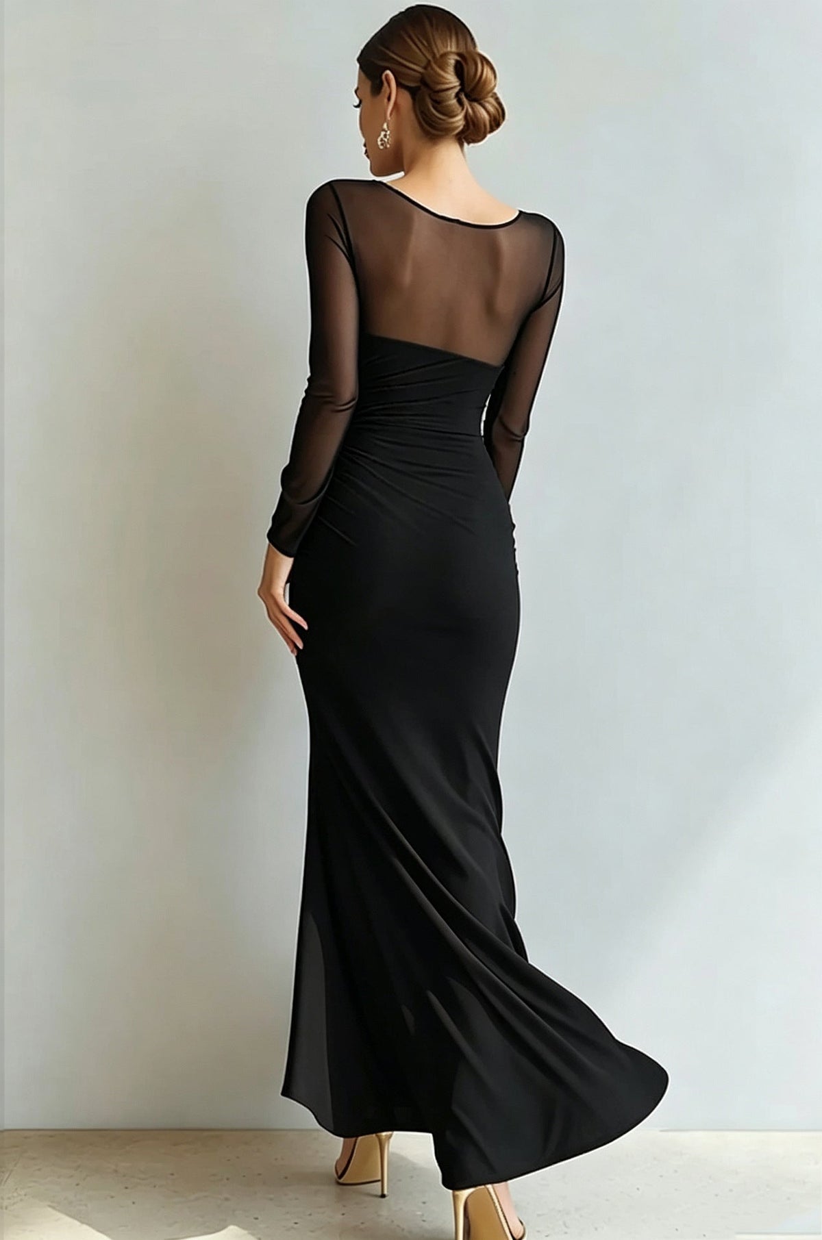 Evening Dress Women with Long Sleeves and Wrap Detail - 10 - London-stylehouse.com