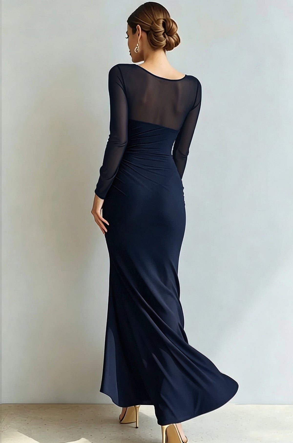 Evening Dress Women with Long Sleeves and Wrap Detail - 15 - London-stylehouse.com
