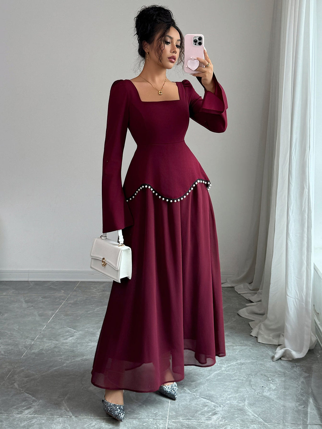 Maxi Dress for Women with Flared Silhouette and Square Neck - 1 - London-stylehouse.com