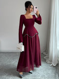 Maxi Dress for Women with Flared Silhouette and Square Neck - 1 - London-stylehouse.com