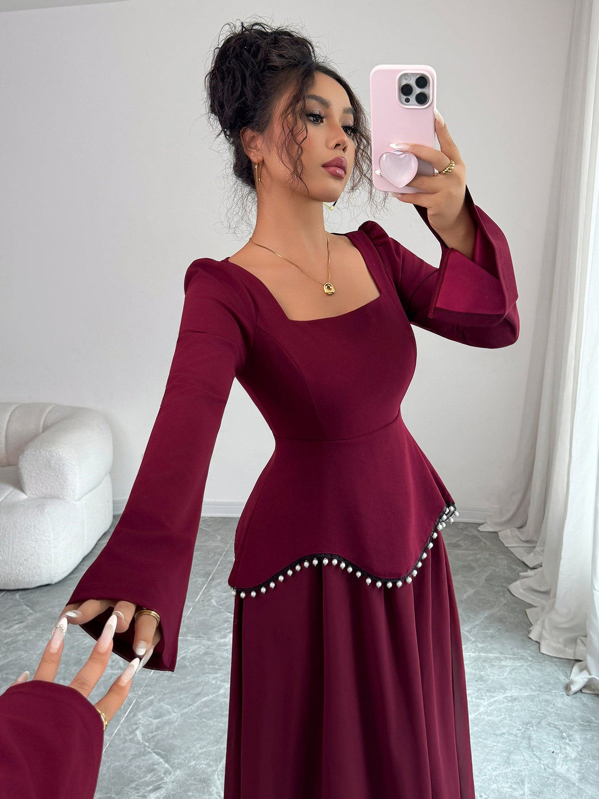 Maxi Dress for Women with Flared Silhouette and Square Neck - 4 - London-stylehouse.com