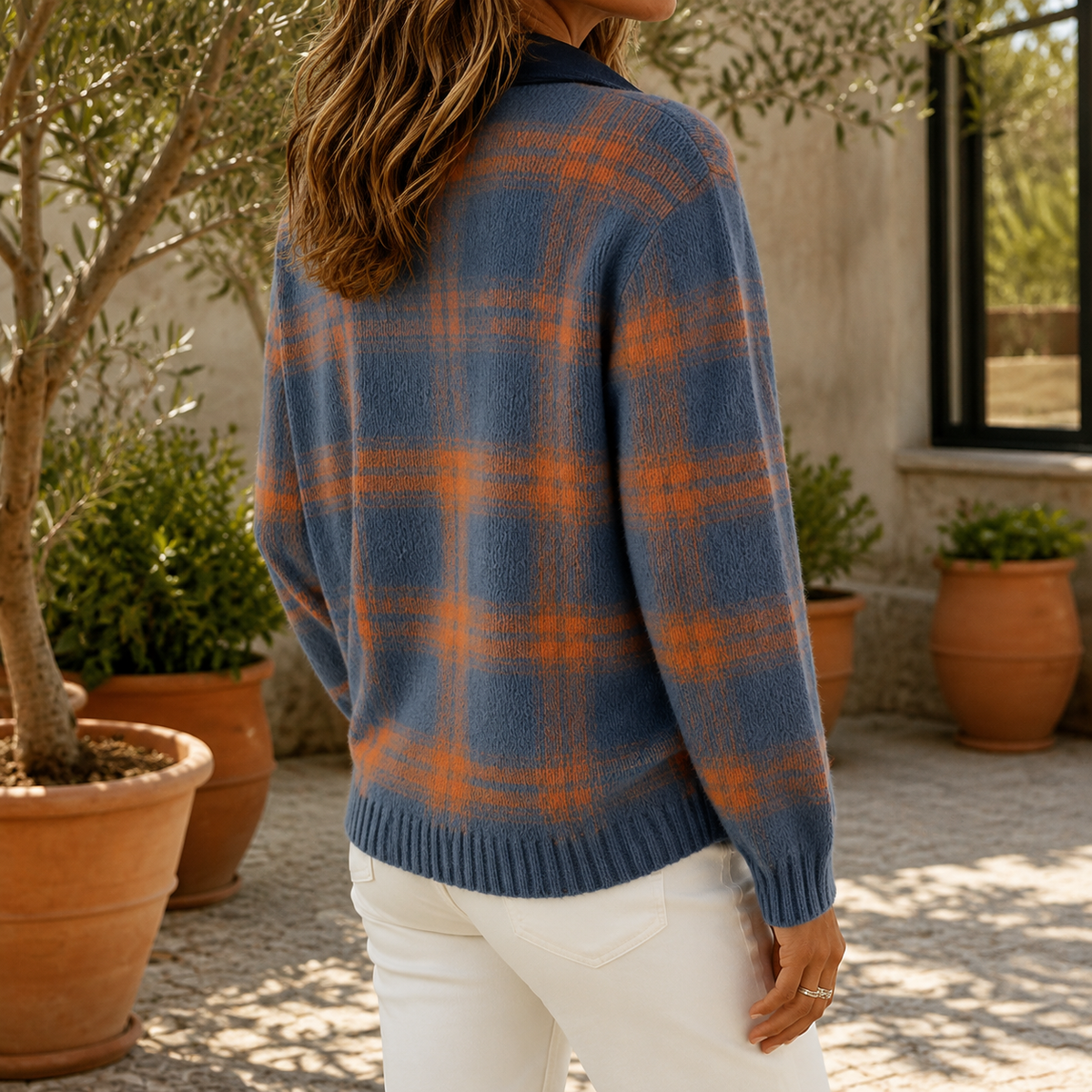 Checked Blouse Women’s Long Sleeve with Classic Collar and Relaxed Fit - 2 - London-stylehouse.com