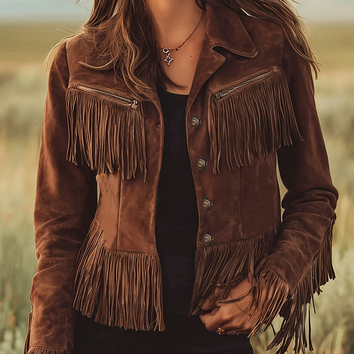 Fringe Jacket Women with Functional Zip Pockets - 1 - London-stylehouse.com