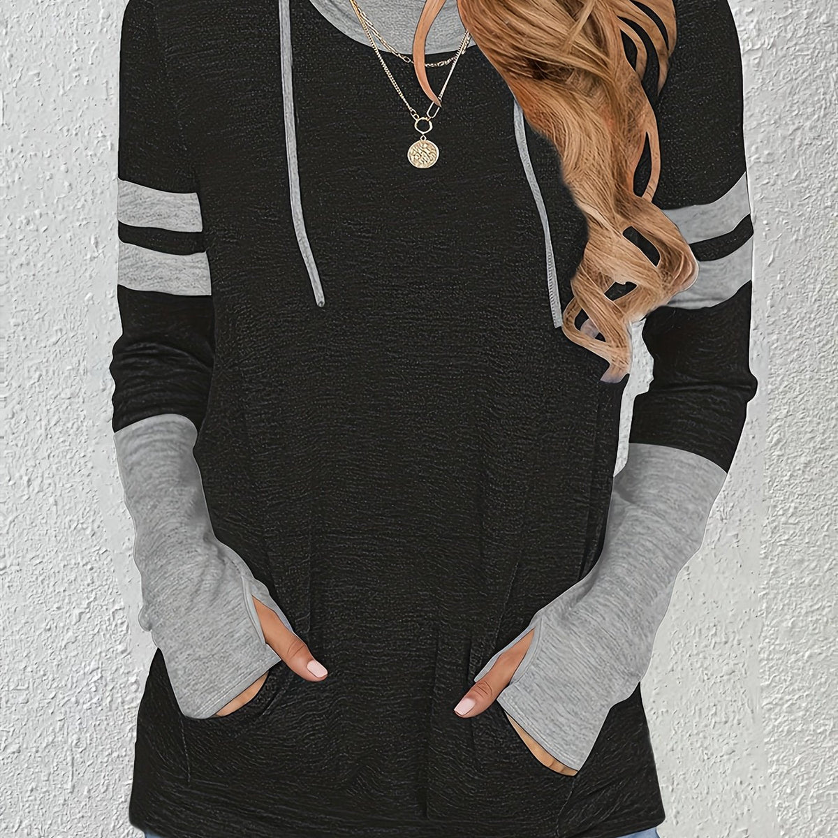 Hoodie for Women with Long Sleeves and Sporty Stripes - 1 - London-stylehouse.com