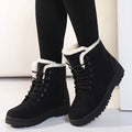 Women's Ankle Boots with Lacing and Faux Fur Trim - 1 - London-stylehouse.com