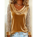 Cowl Neck Women's Blouse with Sequin Sleeves - 1 - London-stylehouse.com