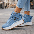 High-Top Women's Sneakers with Zip Detail and Platform Sole - 1 - London-stylehouse.com