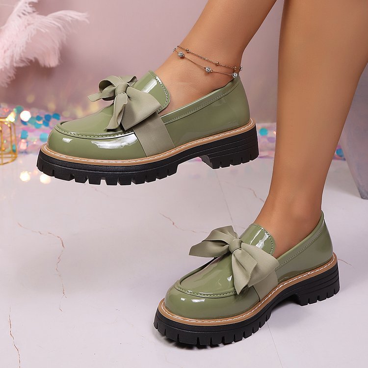 Women's Loafers with Chunky Sole and Bow Detail - 3 - London-stylehouse.com