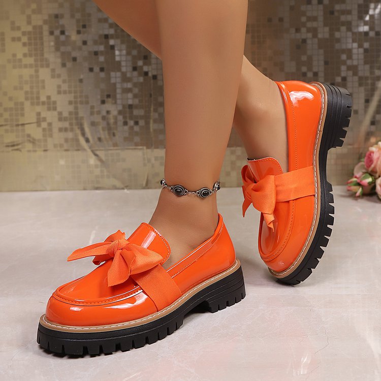 Women's Loafers with Chunky Sole and Bow Detail - 6 - London-stylehouse.com