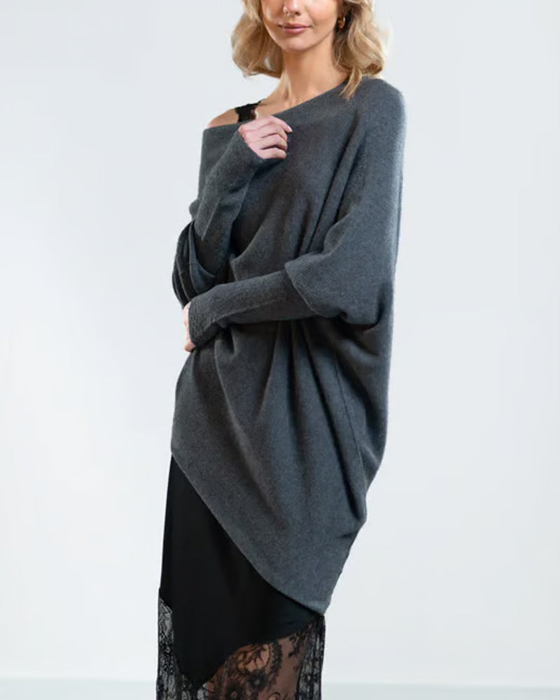 Casual Women's Oversized Off-Shoulder Jumper with Relaxed Fit - 5 - London-stylehouse.com