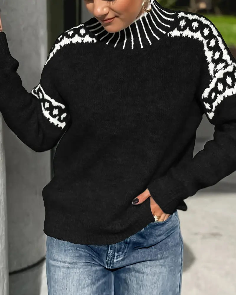 Women's Jumper with High Neck and Scandinavian Design - 6 - London-stylehouse.com