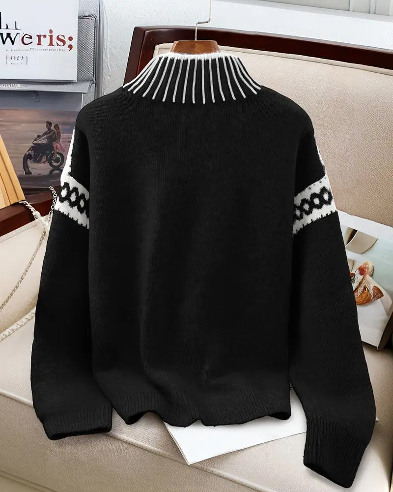 Women's Jumper with High Neck and Scandinavian Design - 10 - London-stylehouse.com
