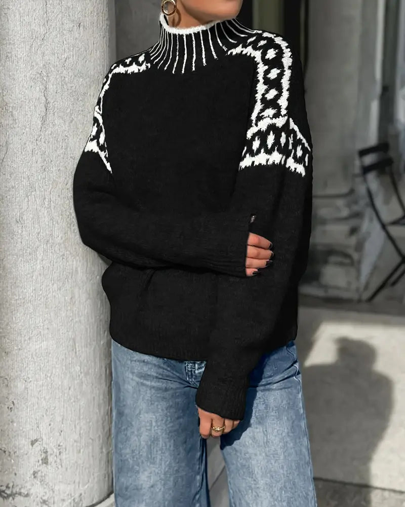 Women's Jumper with High Neck and Scandinavian Design - 11 - London-stylehouse.com