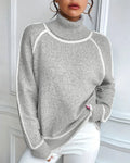 Women’s High Neck Sweater with Contrast Detailing - 1 - London-stylehouse.com