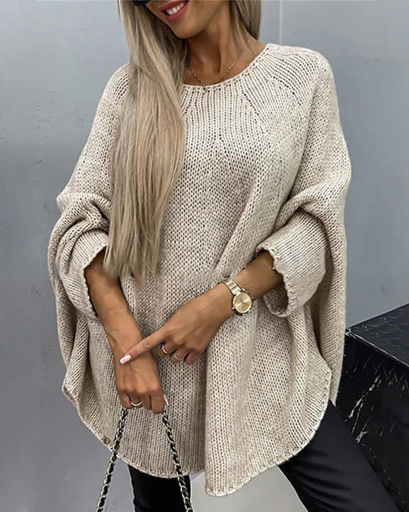 Chunky Knit Pullover Women's Oversized Sweater with Round Neck - 3 - London-stylehouse.com