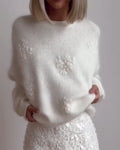 Women's Relaxed Fit Pullover with Floral Detail - 1 - London-stylehouse.com