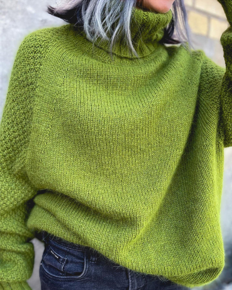 High Neck Women's Pullover with Relaxed Fit and Long Sleeves - 3 - London-stylehouse.com