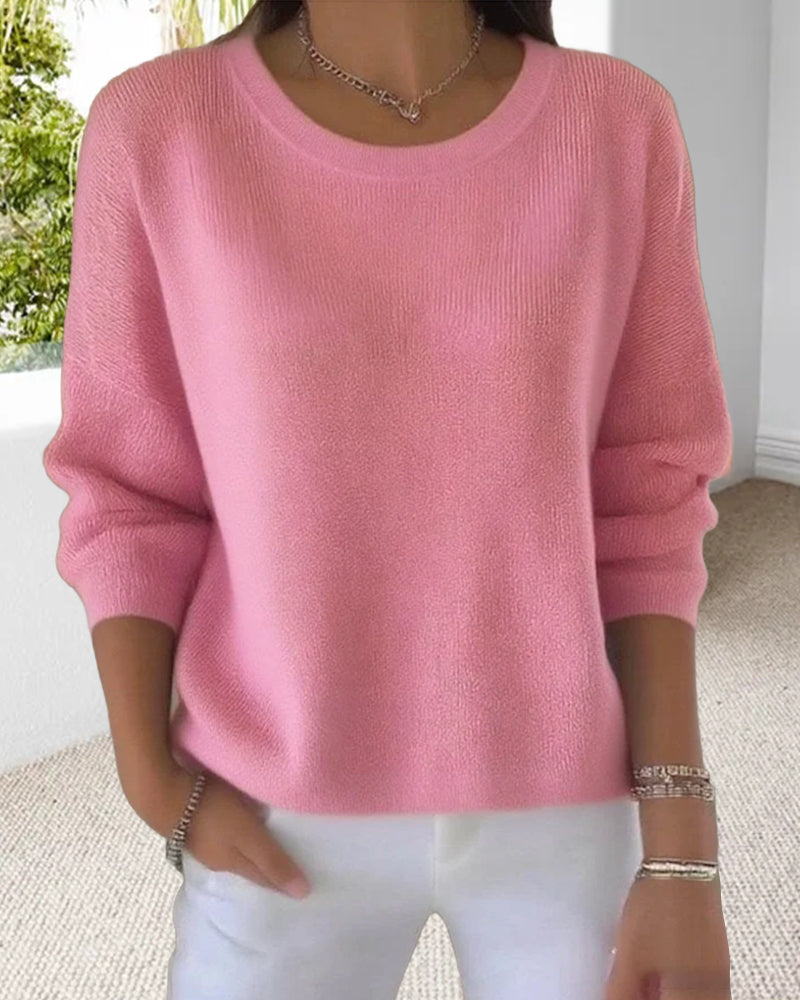 Chic Women's Pullover with Round Neckline and Long Sleeves - 3 - London-stylehouse.com