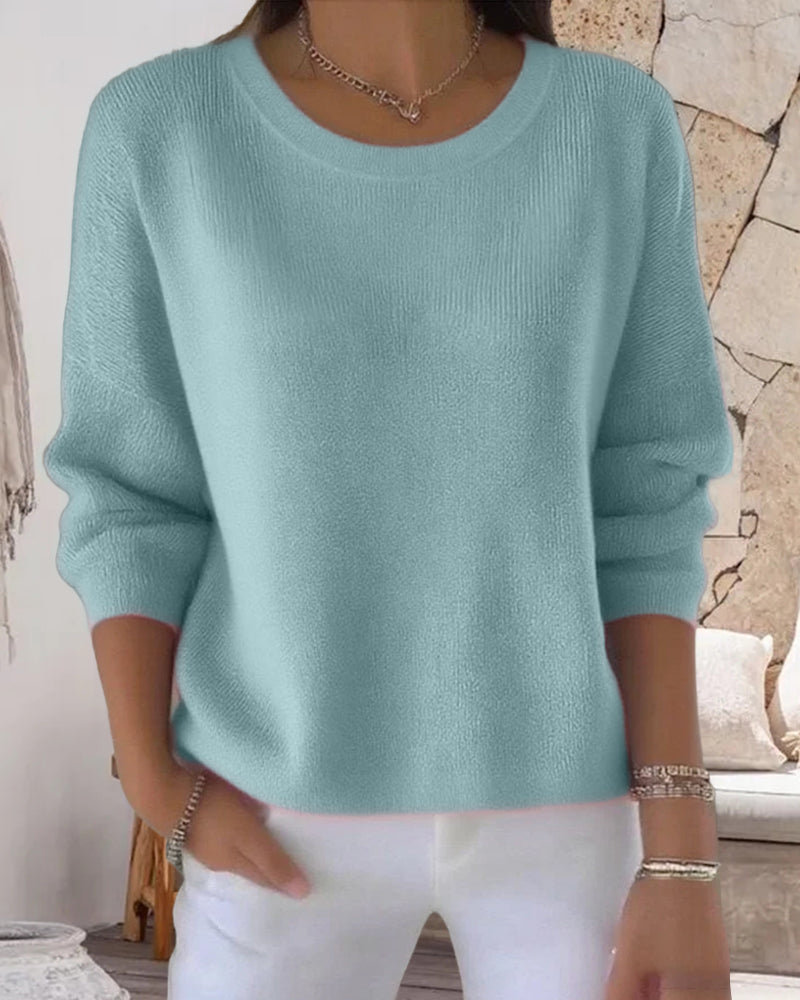 Chic Women's Pullover with Round Neckline and Long Sleeves - 11 - London-stylehouse.com