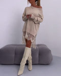 Off-Shoulder Dress Women's Relaxed Fit with Lace Detail - 1 - London-stylehouse.com