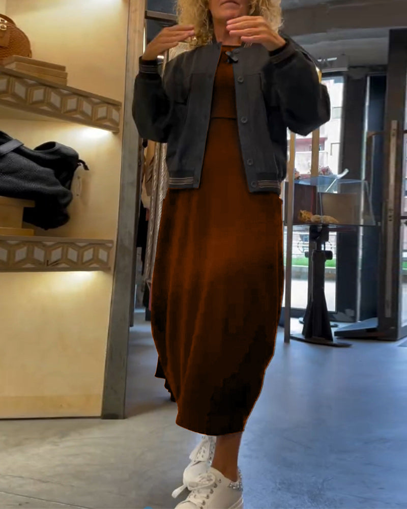 Maxi Dress Women Relaxed Fit with Long Sleeves and Pockets - 7 - London-stylehouse.com