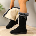 Knee-Length Women's Boots with Faux Fur Trim and Zip Fastening - 1 - London-stylehouse.com