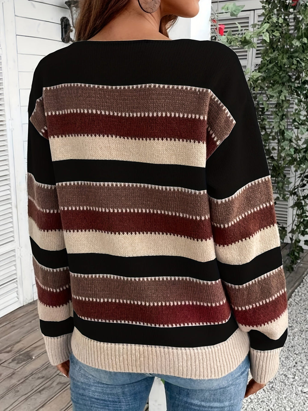 Striped Pullover Women with Relaxed Fit and Long Sleeves - 7 - London-stylehouse.com