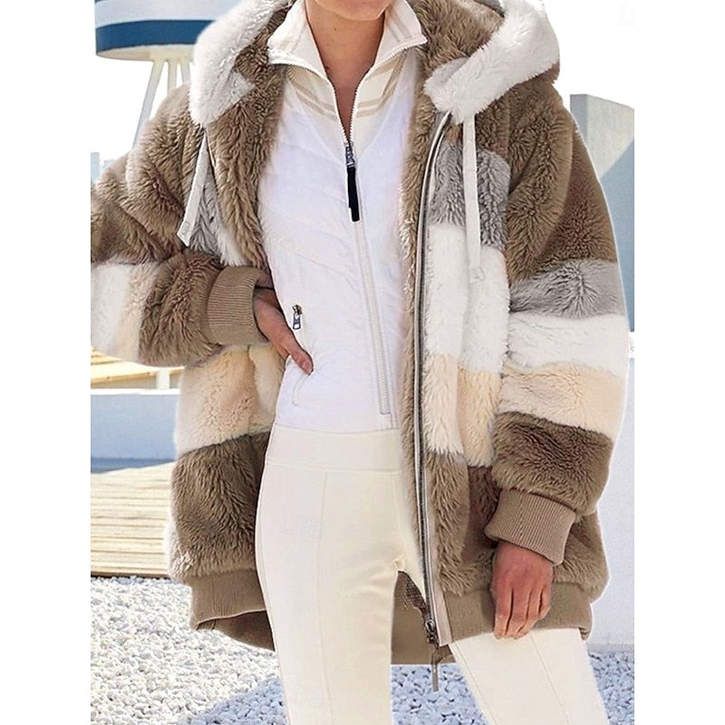 Women's Hooded Jacket with Colour Block Design and Zipper - 2 - London-stylehouse.com