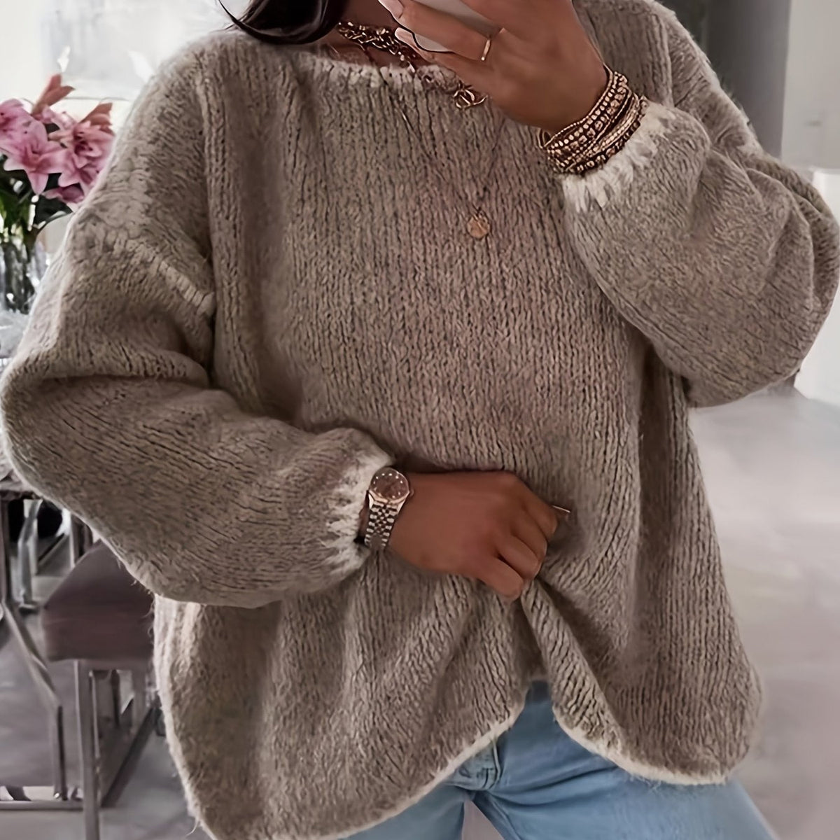 Casual Women's Pullover with Relaxed Fit and Boat Neck - 1 - London-stylehouse.com