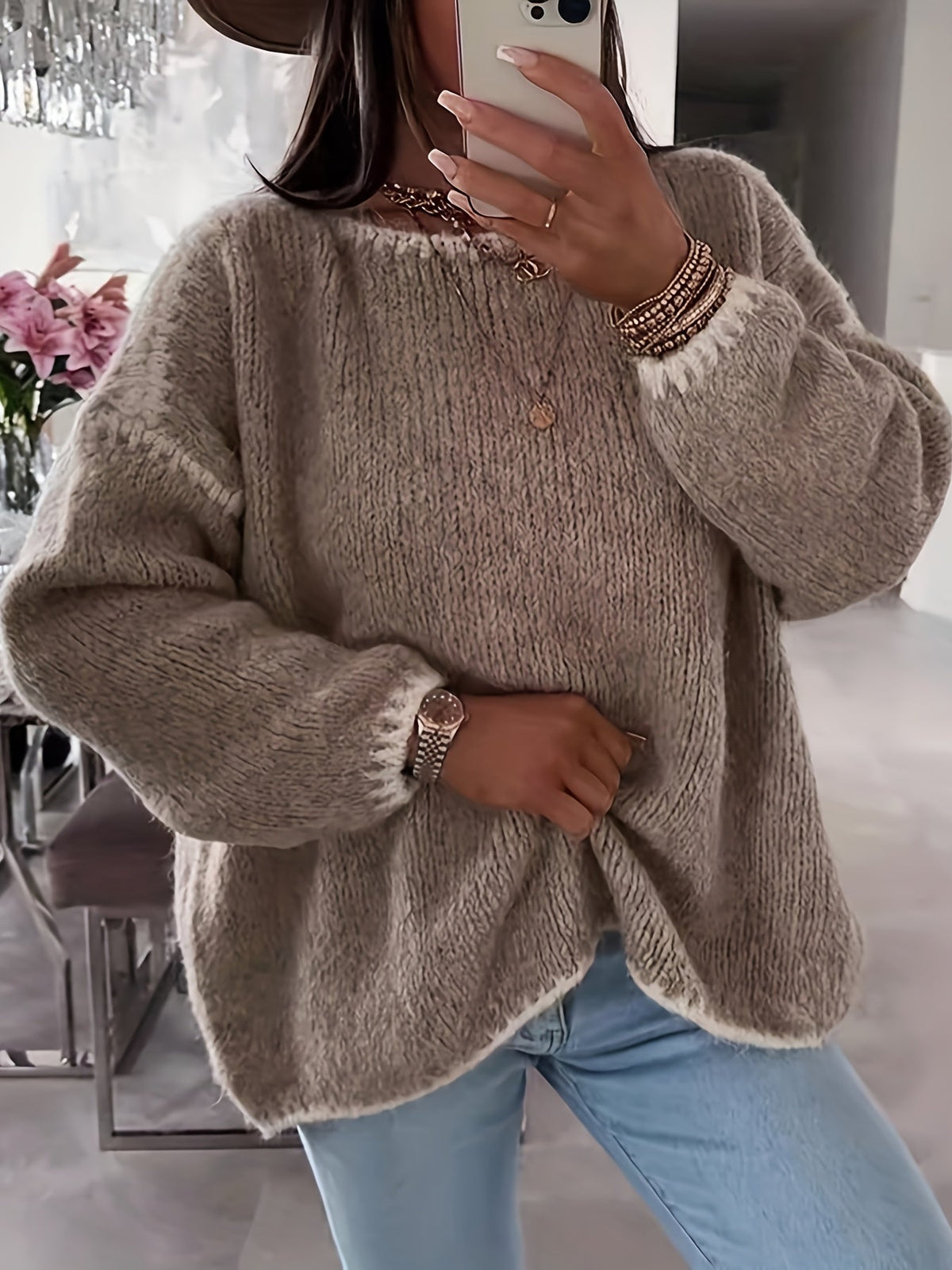 Casual Women's Pullover with Relaxed Fit and Boat Neck - 2 - London-stylehouse.com