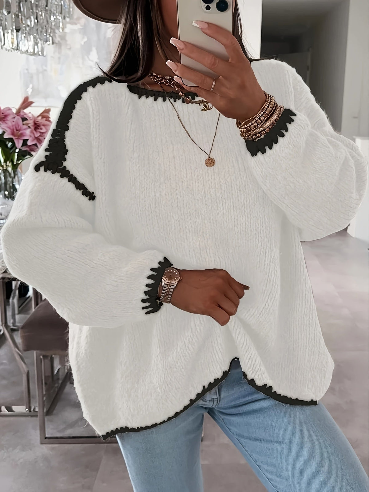 Casual Women's Pullover with Relaxed Fit and Boat Neck - 6 - London-stylehouse.com