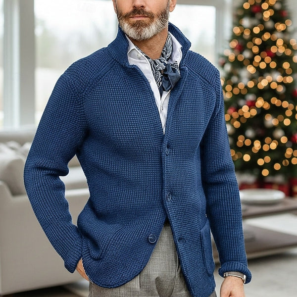 Cardigan for Men with Stand Collar and Button Detail - 1 - London-stylehouse.com