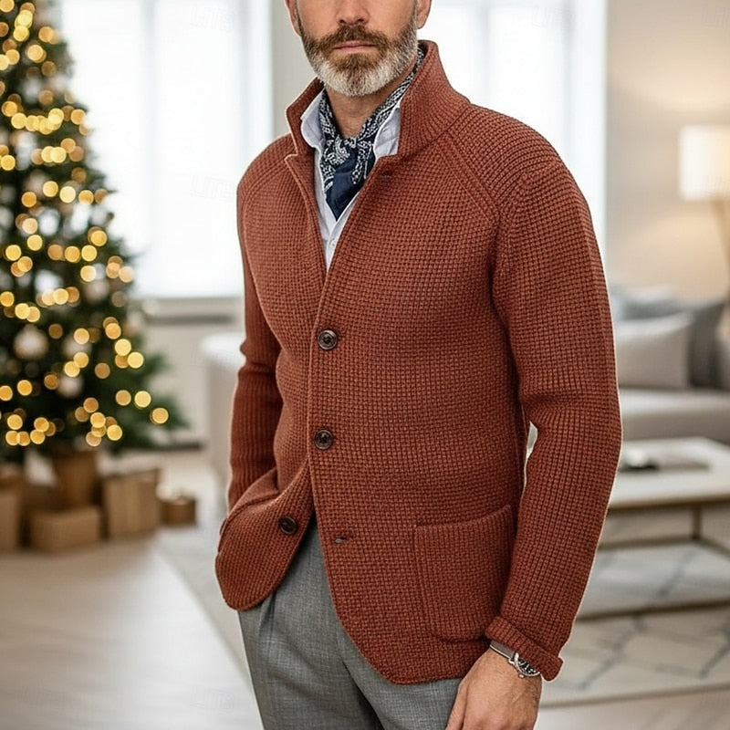 Cardigan for Men with Stand Collar and Button Detail - 2 - London-stylehouse.com