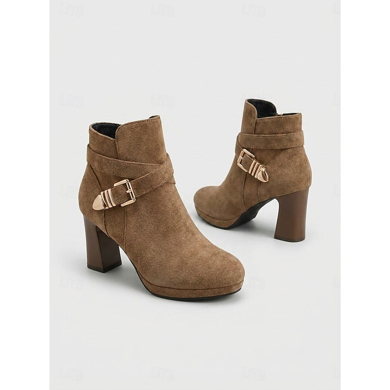 Women's Ankle Boots with Block Heel and Chic Buckle Detail - 2 - London-stylehouse.com