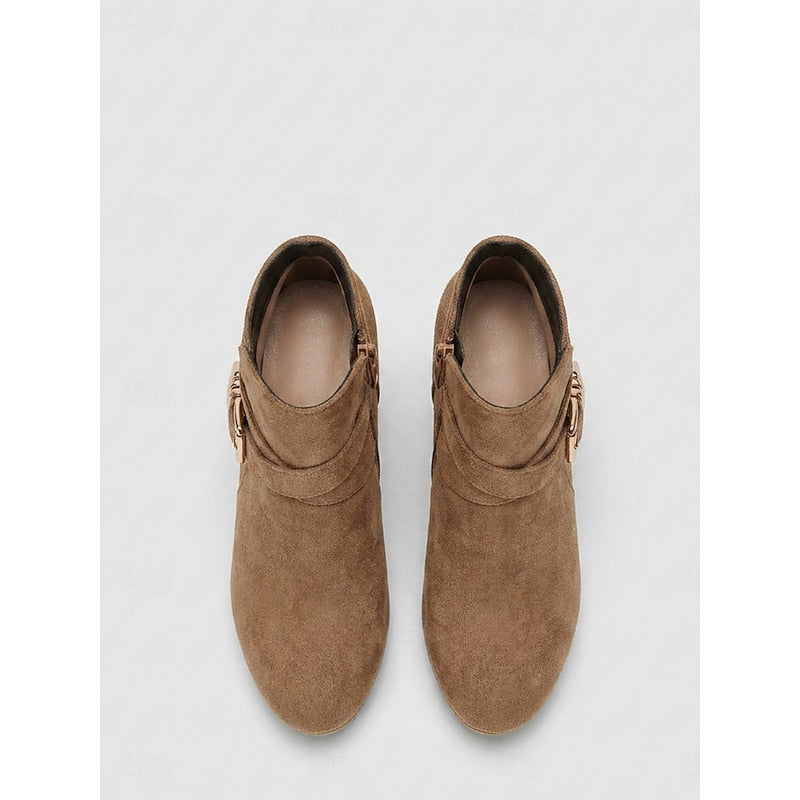 Women's Ankle Boots with Block Heel and Chic Buckle Detail - 3 - London-stylehouse.com