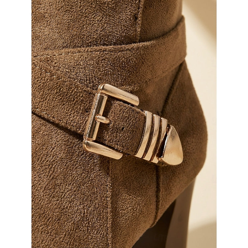 Women's Ankle Boots with Block Heel and Chic Buckle Detail - 7 - London-stylehouse.com