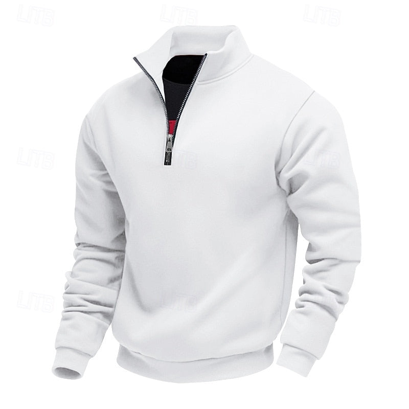 Men's Pullover with Zippered Stand-Up Collar - 1 - London-stylehouse.com