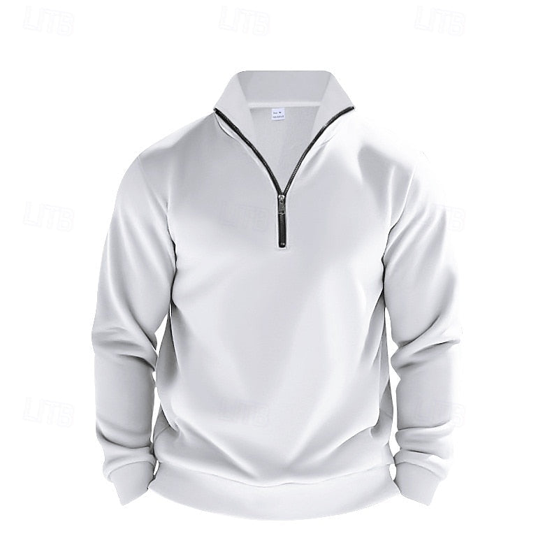 Men's Pullover with Zippered Stand-Up Collar - 2 - London-stylehouse.com