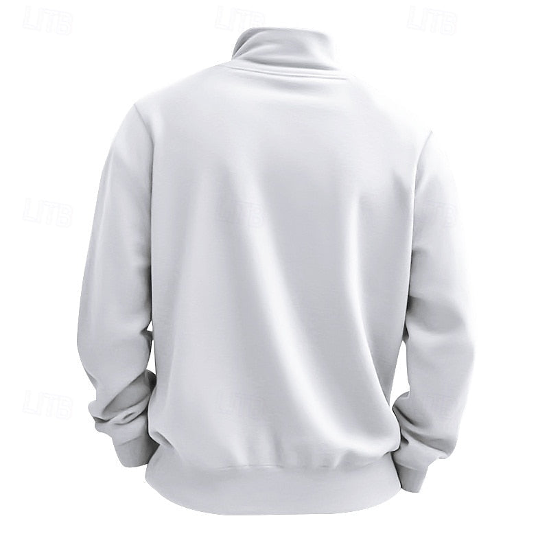Men's Pullover with Zippered Stand-Up Collar - 3 - London-stylehouse.com