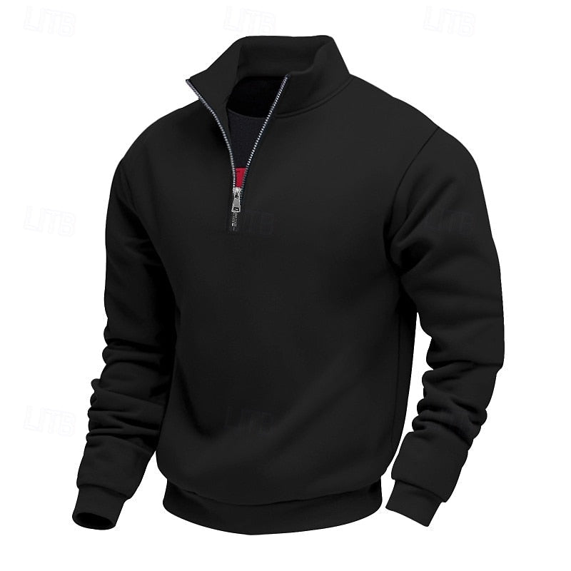 Men's Pullover with Zippered Stand-Up Collar - 4 - London-stylehouse.com