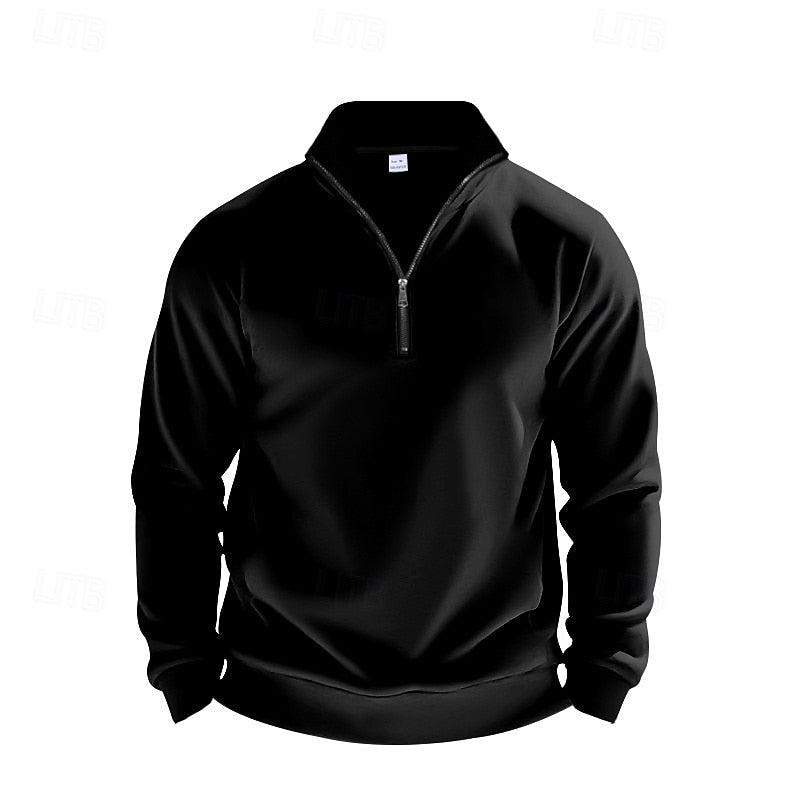 Men's Pullover with Zippered Stand-Up Collar - 5 - London-stylehouse.com