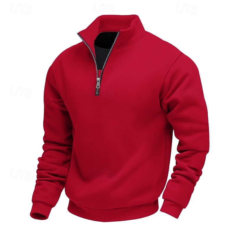 Men's Pullover with Zippered Stand-Up Collar - 6 - London-stylehouse.com