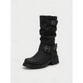 Women's Biker Boots with Buckle Detail and Chunky Heel - 2 - London-stylehouse.com