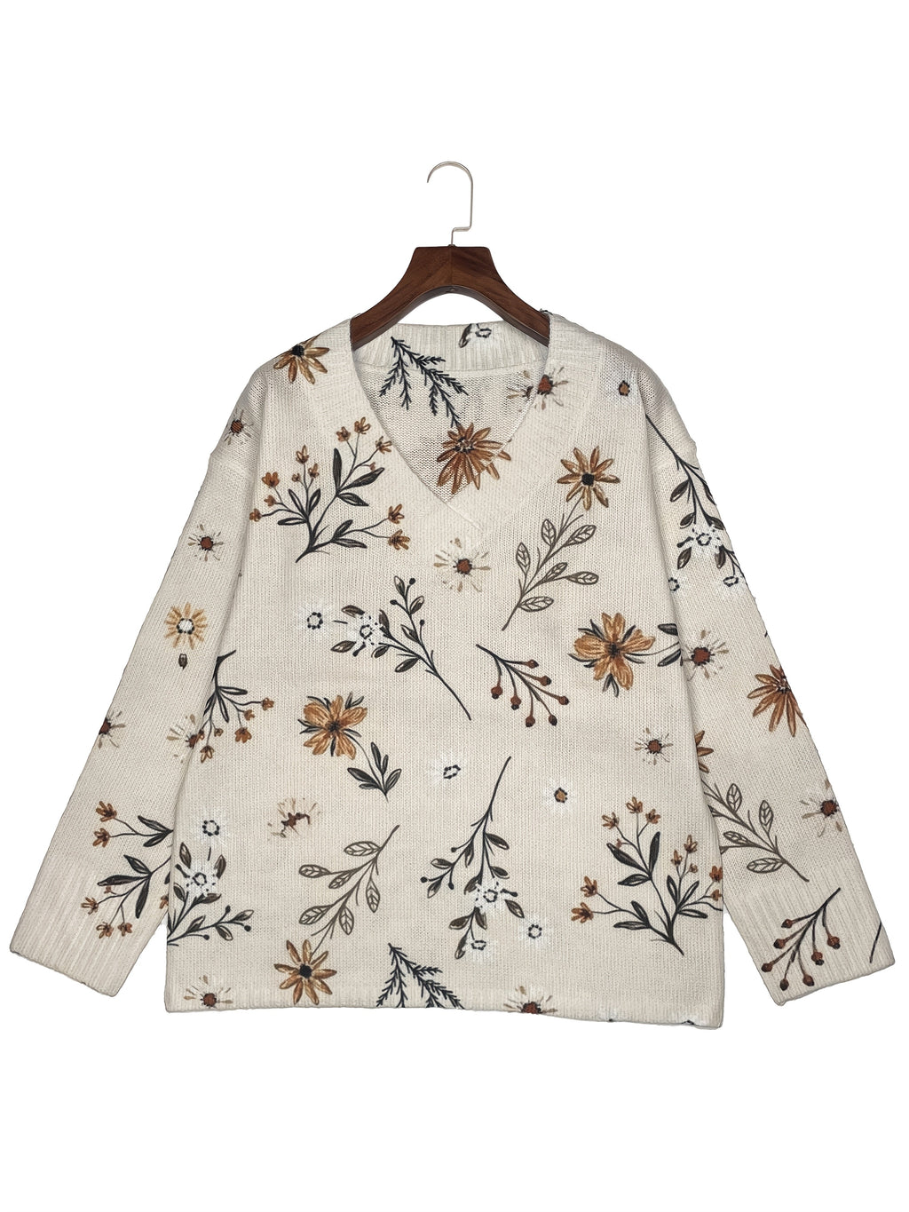 Women's V-Neck Floral Pullover with Relaxed Fit - 4 - London-stylehouse.com