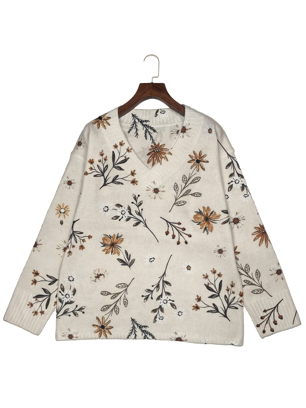 Women's V-Neck Floral Pullover with Relaxed Fit - 4 - London-stylehouse.com
